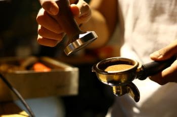 espresso tamper in action