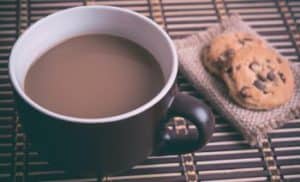 cup of hot chocolate with cookies
